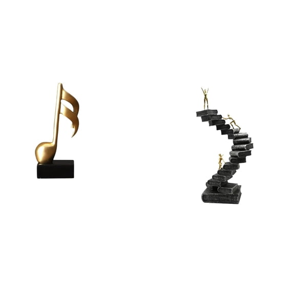 Kuntesetty Resin Music Note Sculpture Figurine Creative Tabletop Ornament Centerpiece Abstract Thinker Ladder Statue Handicraft Bookshelf Decorative Objects Desktop Table Decorations