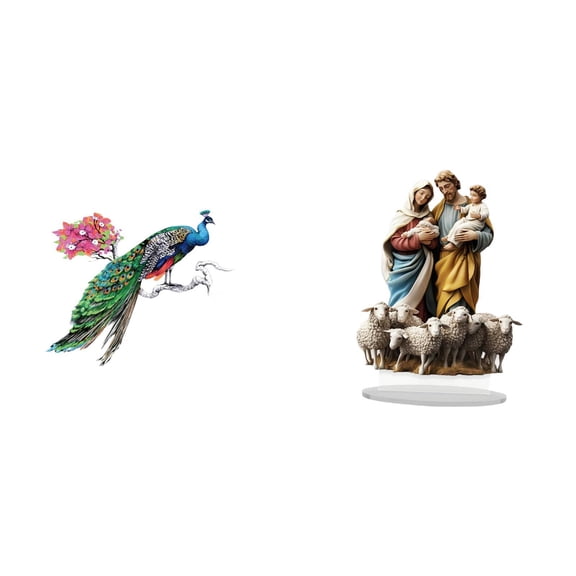 Kuntesetty Retro PVC Wall Sticker and 2D Acrylic Desktop Decor for Living Room Kitchen Sofa TV Background Holiday Tabletop Ornament Home Decoration