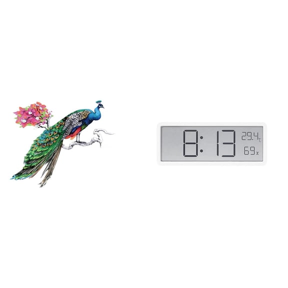 Kuntesetty Retro PVC Wall Sticker with Digital Clock Display for Living Room Kitchen Office Bedroom Home Decoration Temperature Humidity