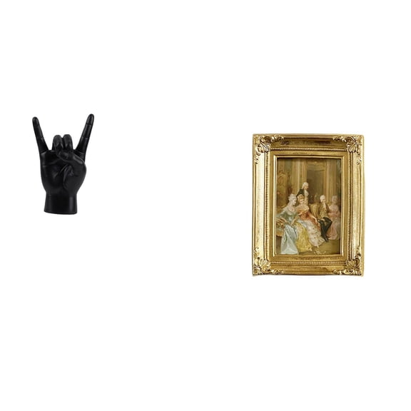 Kuntesetty Rock Gesture Sculpture Resin Frame Display Creative Hand Sign Poster Holder Glass Picture Frame for Apartment Bedroom Restaurant Decor Tabletop Wall Office Farmhouse