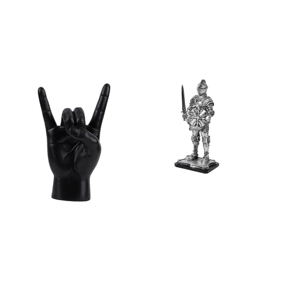 Kuntesetty Rock Knight Hand Gesture Sculpture Creative Finger Statue Vintage Tabletop Ornament for Apartment Bedroom Restaurant Entryway Bookshelf Office Desk Decor