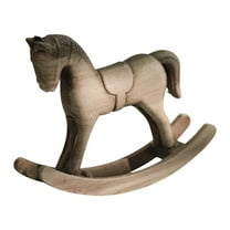 Kuntesetty Rocking Horse Artistic Decoration Handcraft Ornament for Gift Porch Tabletop Beige Grey