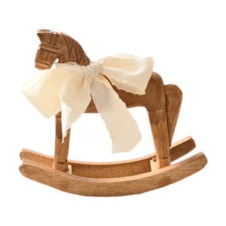 Kuntesetty Rocking Horse Statue Decorative Creative Elegant Ribbon Accent Collection Unique White Ribbon