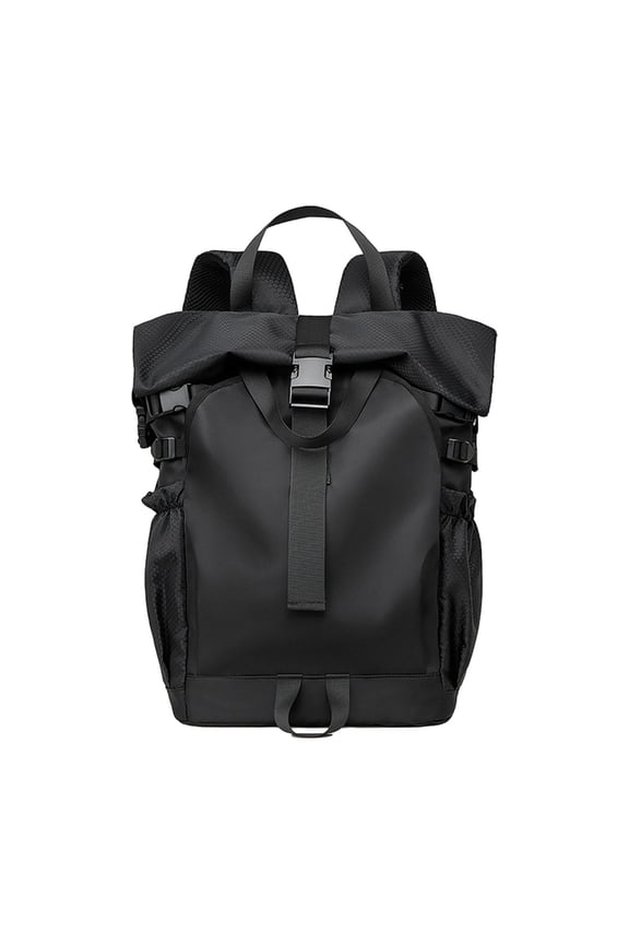 Roll Lid Backpack Travel Bag Versatile for Women Men Portable Waterproof Gym Bag black