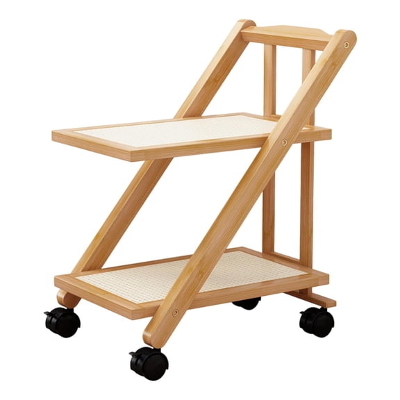 Kuntesetty Rolling Utility Cart Folding 2 Tier Side Table Cart for Living Room Home Bar