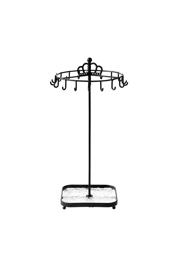 Rotatable Jewelry Rack, Jewelry Organizer, Metal Necklace Ear Shelf, Pendant Black