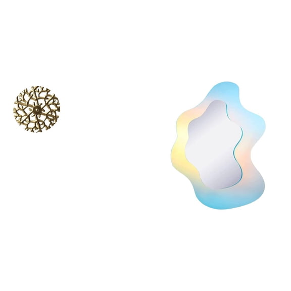 Kuntesetty Rustic Scenic Wrought Iron Wall Art Sculpture with Wavy Acrylic Mirror Modern Decorative Elements for Office Living Room Bathroom Decor