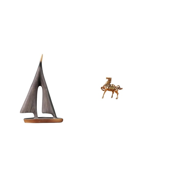 Kuntesetty Sailing Horse Boat Figurine Decorative Art Model Ship Ornament Vintage Crafts Sculpture for Hotel Office Living Room Bedroom Shelf