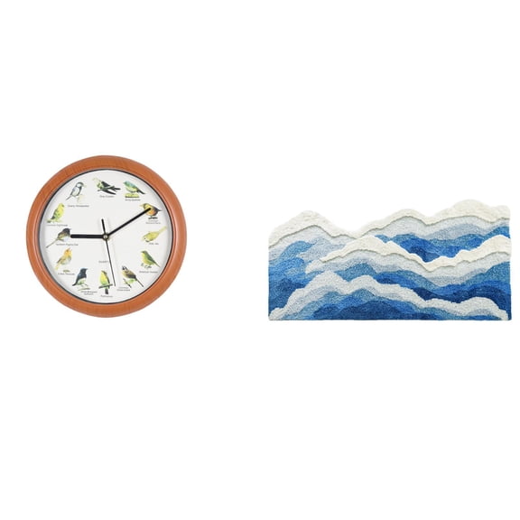 Kuntesetty Singing Bird Wall Clock Decor for Kitchen Home Entrance Bedroom Playroom Kids Nursery Ocean Rug Non Slip Carpet Gift