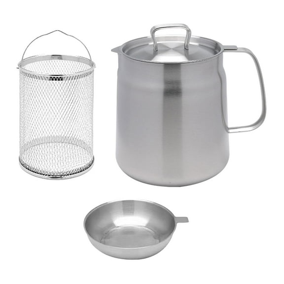 Kuntesetty Stainless Steel Deep Fryer Pot with Strainer and Frying 2L
