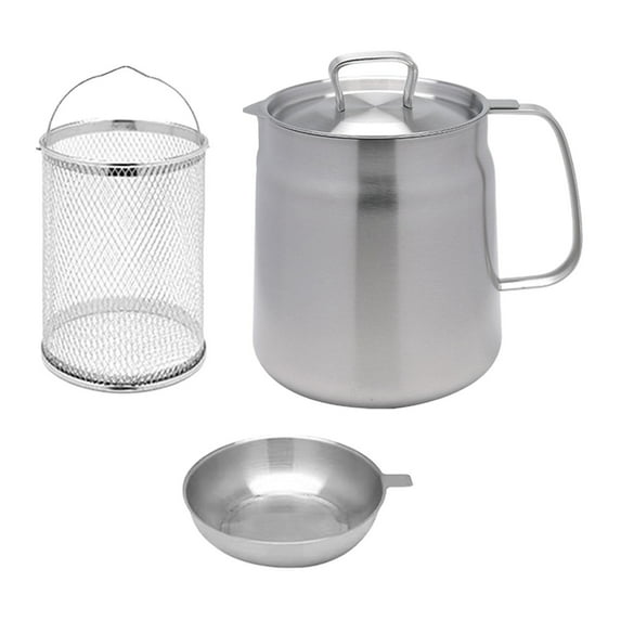 Kuntesetty Stainless Steel Deep Fryer Pot with Strainer and Frying 2L
