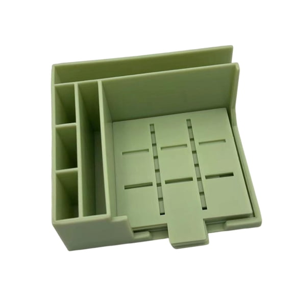 Kuntesetty Sticky Note Dispenser with 5 Stencils Notepad Organizer for Students Desktop green