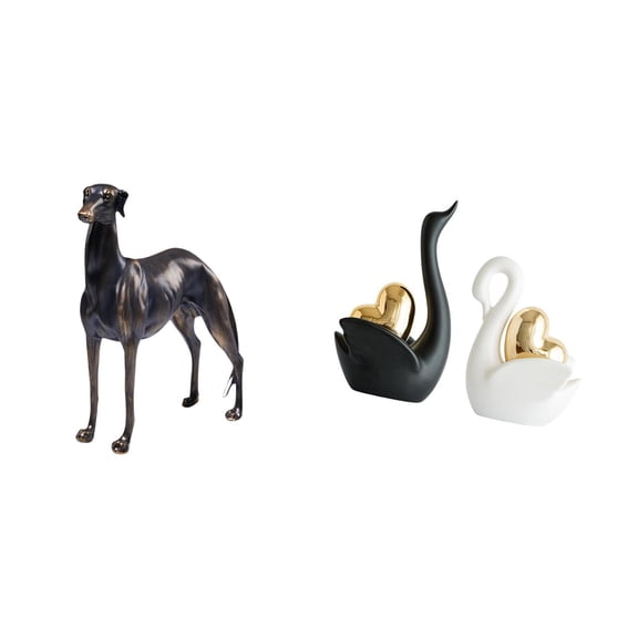 Kuntesetty Swan Resin Animal Figurine Tabletop Ornament Sculpture Desk Figure for Living Room Hotel Christmas Couple's Decor Table Decoration Swan Statues for Bookshelf Entrance