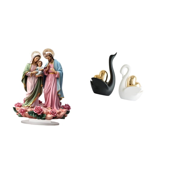 Kuntesetty Table Sign Acrylic Desktop Decor Swan Statue Ceramic Figurines Sculptures Animals Sculpture Decoration Lightweight Modern Art Suitable for Office Shel