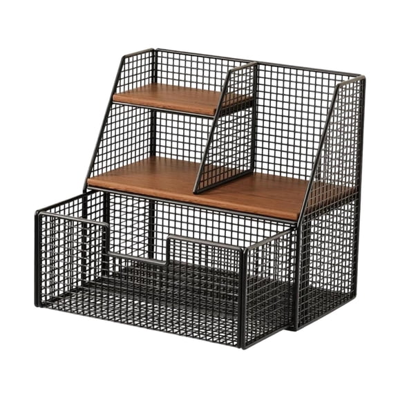 Kuntesetty Tea Bag Organizer with Compartment Tea Bag Station for Kitchen Office Pantry black S