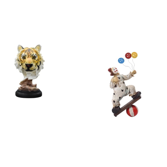 Kuntesetty Tiger Clown Head Sculpture Animal Figurine Crafts Modern Statue for Entrance Living Room Bookshelf Table Hallway Centerpiece Cabinet Dining Room Decor Gift