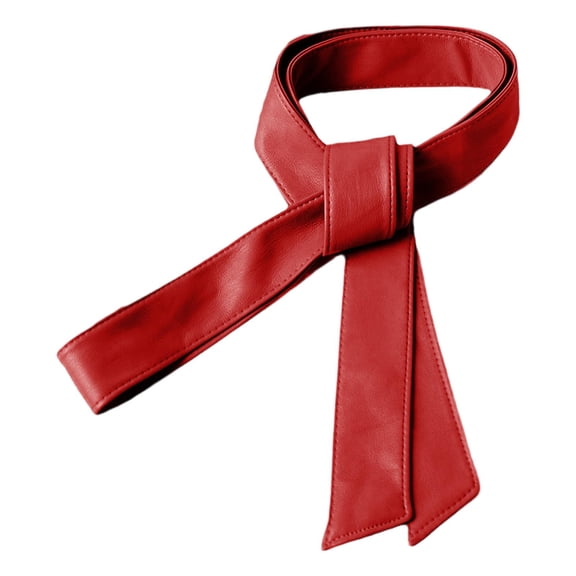 Kuntesetty Trench Coats Waist Belt Decorative Women Girls Easy to Wear Windbreaker Belt Red