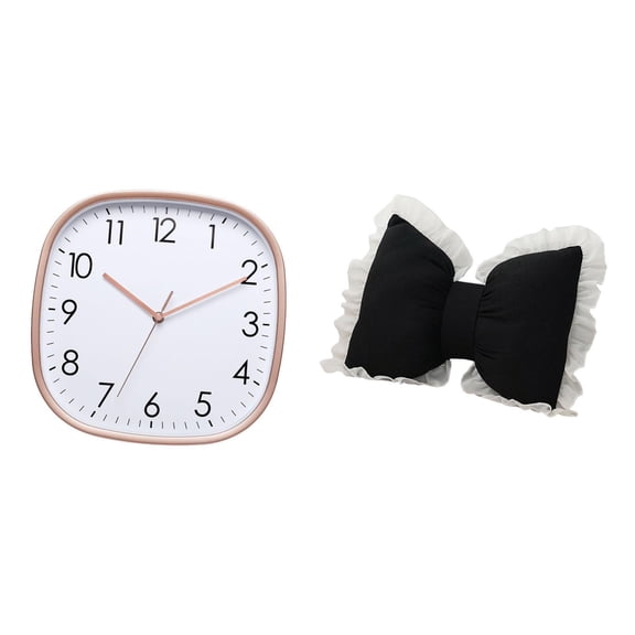 Kuntesetty Vintage Farmhouse Wall Clock and Bow Cushion Set for Dining Room Study Office Chair Home Decoration Low Noise Art Design