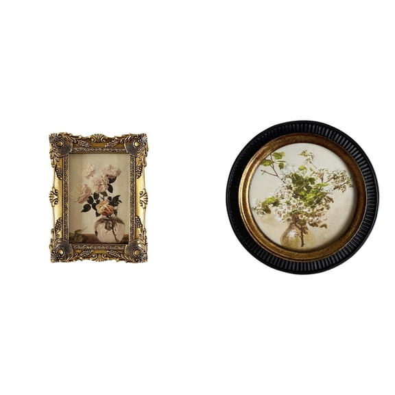Kuntesetty Vintage Ornate Resin Photo Frame Antique Decorative Embossed Picture Display Frame for Tabletop Hallway Bedroom Wedding Retro Home Decor
