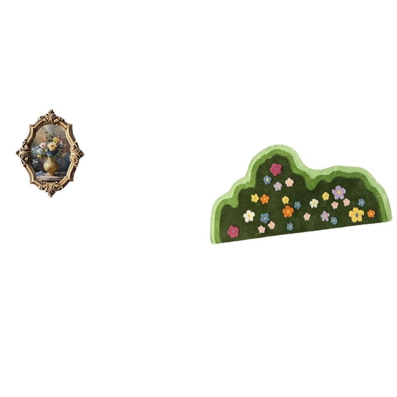 Kuntesetty Vintage Resin Art Frame and Irregular Modern Carpet Mat for Home Office Bedroom Gallery Living Room Playroom Non Slip Decorative Rug Holder