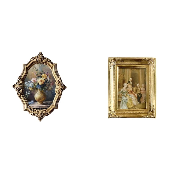 Kuntesetty Vintage Resin Art Picture Frame with Glass Front for Wall or Tabletop Display in Office Bedroom Gallery or Farmhouse Decor Collections