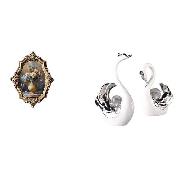 Kuntesetty Vintage Resin Swan Photo Frame Art Crafts for Office Bedroom Gallery Living Room Table Centerpiece Book Shelf Housewarming Decor