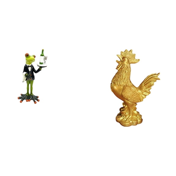 Kuntesetty Waiter Frog Statue Animal Sculpture Creative Decorative Figurine Tabletop Ornament for Fireplace Entrance Shelf Birthday Gift Chicken Figurine Feng Shui Decor Home Decorations