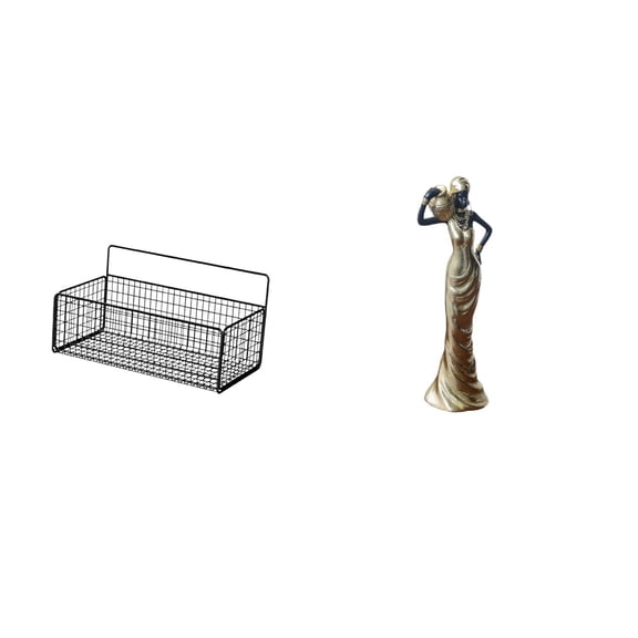 Kuntesetty Wall Hanging Baskets Floating Shelves Metal Bathroom Wall Organizer Wire Storage Basket African Sculpture Tabletop Ornament Vintage Tribal Lady Statue Decorative Figurine for Kitchen