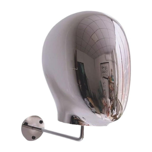 Kuntesetty Wall Mount Mannequin Head Hanging Wig Display Stand for Headset Glasses Shop Silver