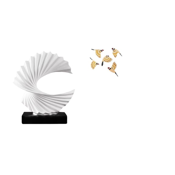 Kuntesetty Wave Bird Resin Sculpture Wooden Wall Art Ornament Decorative Abstract Figurine Collectible Gift for Bedroom Living Room Home