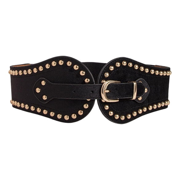 Kuntesetty Wide Waist Belt Decorative Waistband for Parties Trips Jeans Celebration Travel black