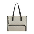 thumbnail image 1 of Kuntesetty Womens Tote Bag Laptop Bag Lunch Box PU Leather Waterproof Hot Cold Food Thermal Beige, 1 of 9