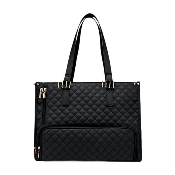 Kuntesetty Womens Tote Bag Laptop Bag Lunch Box PU Leather Waterproof Hot Cold Food Thermal Black