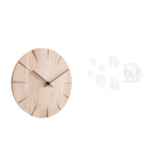 Kuntesetty Wood Wall Clock Creative Design Decorative Non Ticking Silent for Restaurant Office Acrylic Mirror Wall Stickers Fish Removable Wall Art Decor for Sofa TV Background
