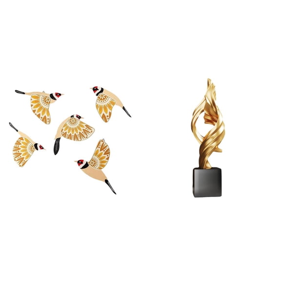 Kuntesetty Wooden Bird Wall Art Abstract Statue Decorative Ornament Collectible Resin Figurine Housewarming Gift Office Bedroom Indoor Versatile Sculpture