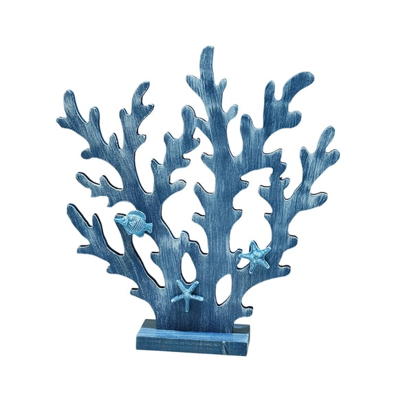 Kuntesetty Wooden Coral Decor Coastal Home Decoration for Bedroom Photography Prop Desk Dark Blue