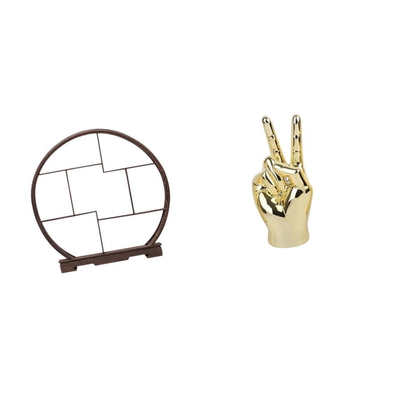 Kuntesetty Wooden Display Stand Organizer for Home Decor and Office with Hand Gesture Sculpture Creative Shelf for Living Room and Cabinets