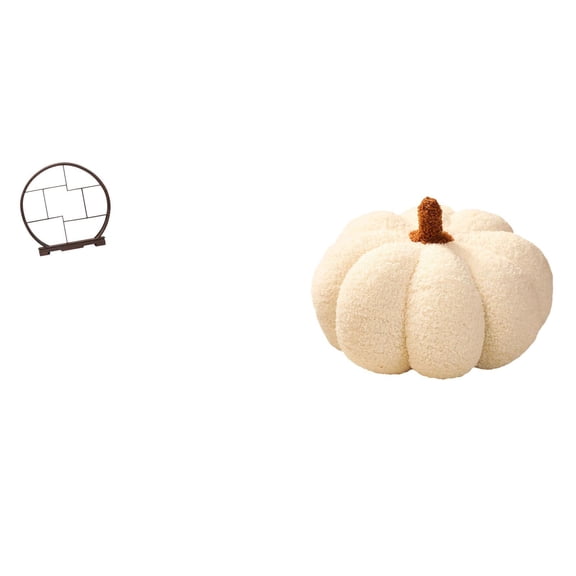 Kuntesetty Wooden Pumpkin Display Stand Plush Pillow Organizer Antique Shelf for Home Office Bedroom Sofa Cushion Crafts Storage Decor Gift