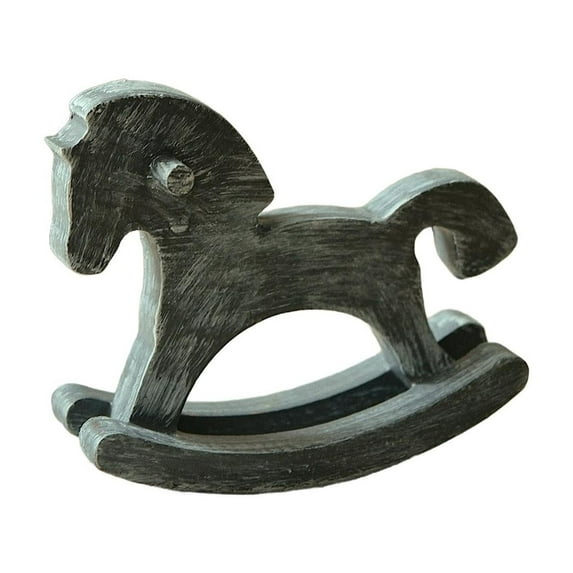 Kuntesetty Wooden Rocking Horse Sculpture Centerpiece Holiday Season Collection Birthday Gift Unique Creative Decoration Christmas Decor Blue Grey