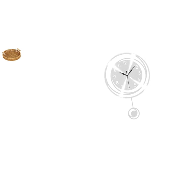 Kuntesetty Woven Fruit Baskets Snack Serving Bowl Bread Plate with Large Arabic Numerals Wall Hanging Clock Decoration Lightweight Quiet Acrylic Ornament for Kitchen Study Farmhouse