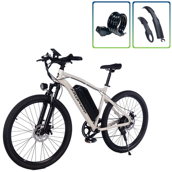 Kunyun 26" Electric Mountain Bike for Adults - 500W Motor, 35-70 Mile Range, 7-Speed ​​Transmission, Multi-Function Full-Color LCD Meter Cream