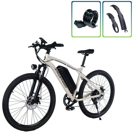 Kunyun 26" Electric Mountain Bike for Adults - 500W Motor, 35-70 Mile Range, 7-Speed ​​Transmission, Multi-Function Full-Color LCD Meter Cream