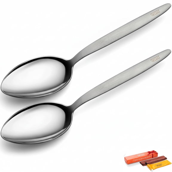 Kunz Style Chef Spoons Set of 2 by Loeff & Lee - 9" Stainless Steel Solid Bowl Cooking Spoons Inspired by the Iconic 1990s Design Y101
