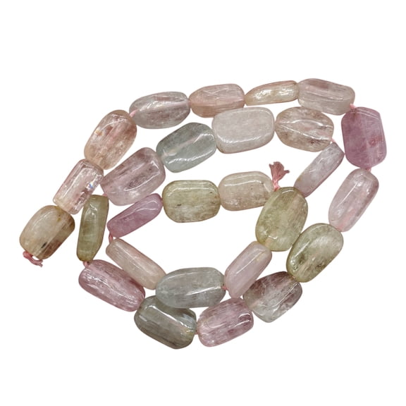 Kunzite 48G Flat Nugget Bead strand | 16x11x5 to 12x10x5mm | Pink, Green, Clear|