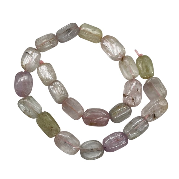 Kunzite 61G Flat Nugget Bead Strand | 20x13x5to 17x12x6mm | Pink, Green, Clear |