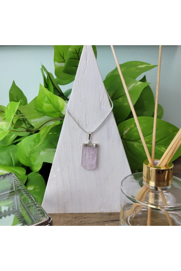 Kunzite Sterling Silver Pendant 1"