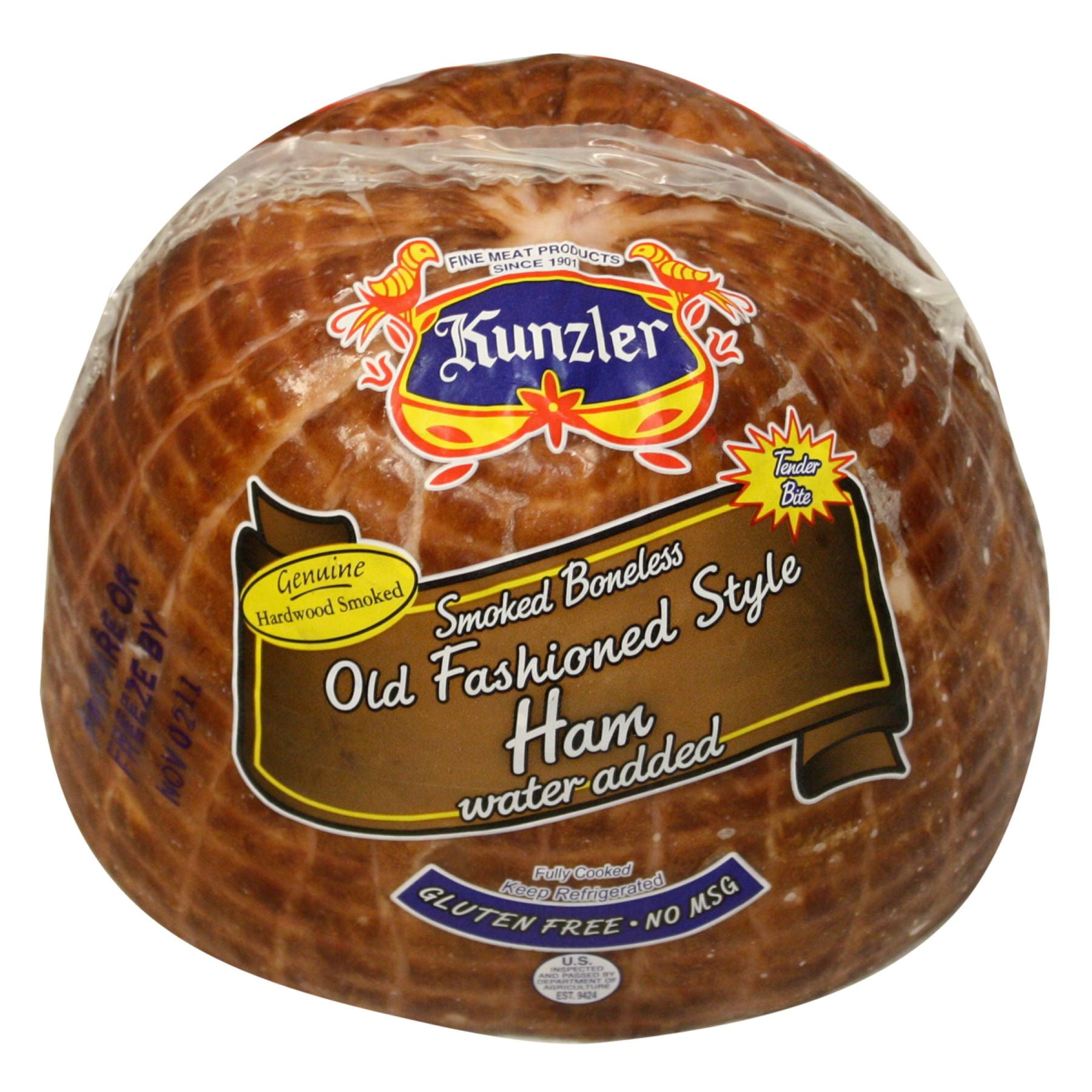 Kunzler Half Boneless Smoked Ham, 3.75lb Avg, Pork Muscles, 14g of