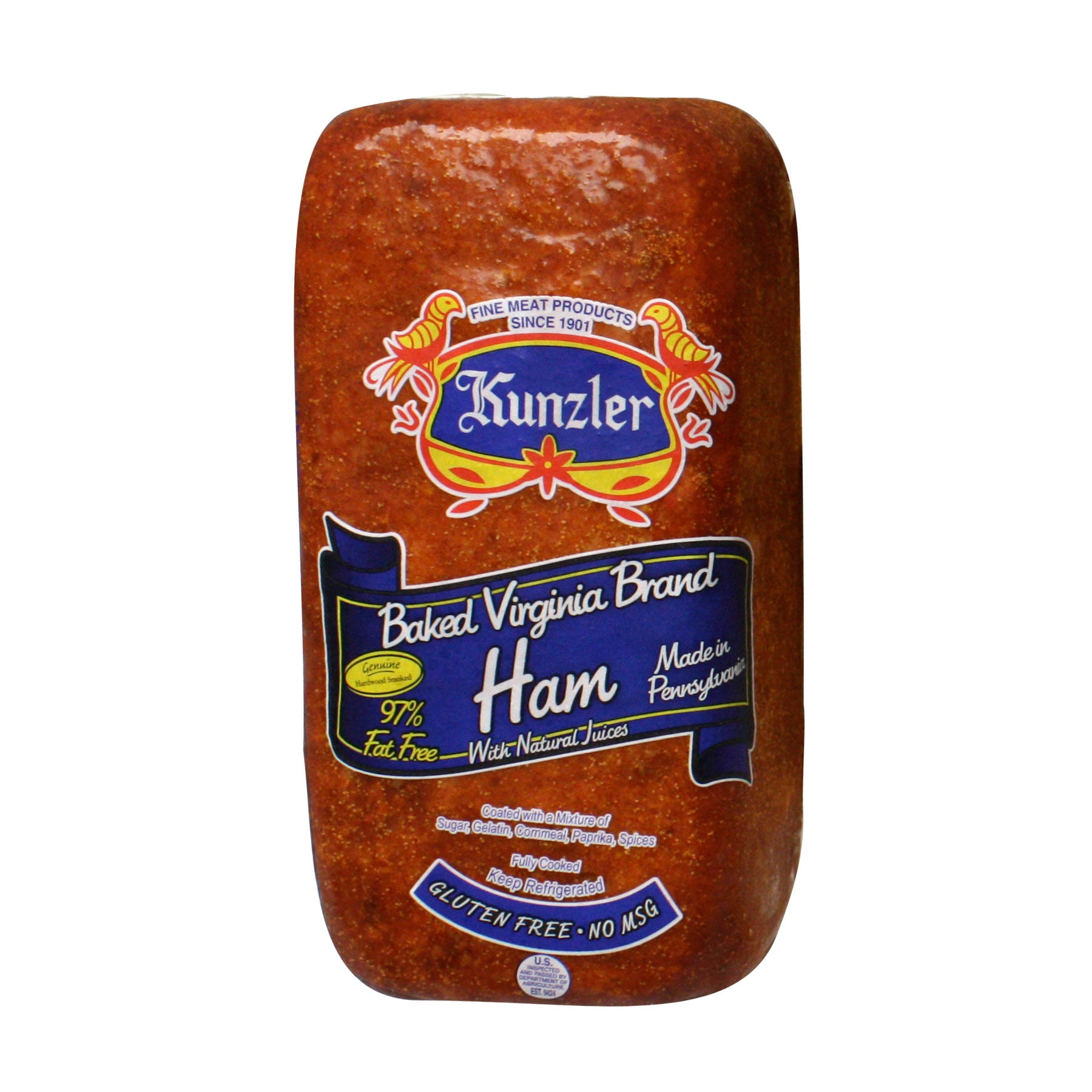 Kunzler VA Baked Ham, Pork, Hardwood Smoked, 2oz Slice 11g of Protein, Sliced in Plastic Saddle