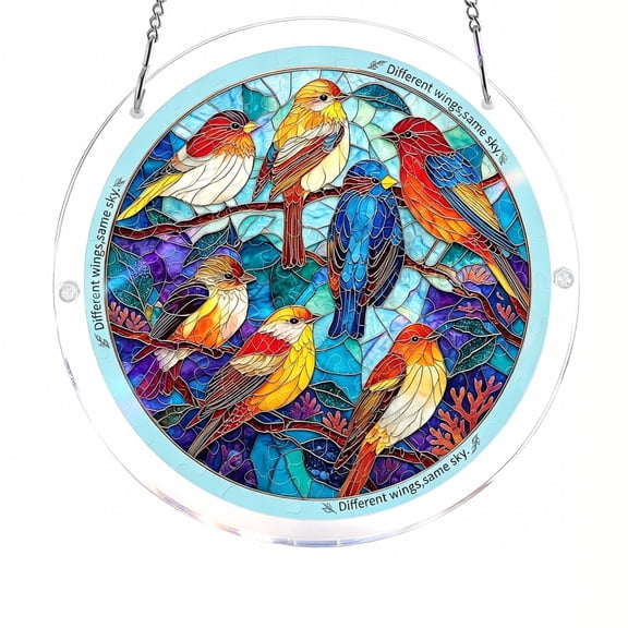 KuoKaa Acrylic Puzzles Suncatcher,Jigsaw Puzzle Suncatcher, Tree & Animal Jigsaw Puzzles,Stained Glass Window Hanging Garden Decoration for Women Men Mom Birthday Gift(M)