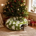 Kuokaa Cat Tunnel Christmas Tree Skirt, Green Snowflake Pattern ...